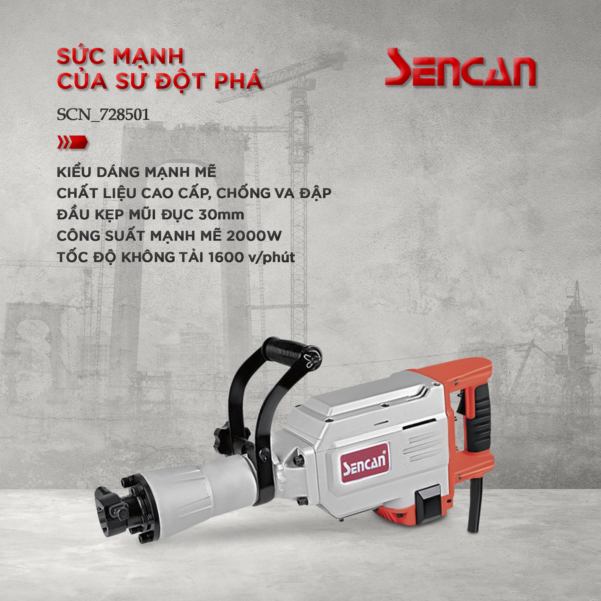 Máy Đục Phá Bê Tông Sencan 728501_Chính Hãng