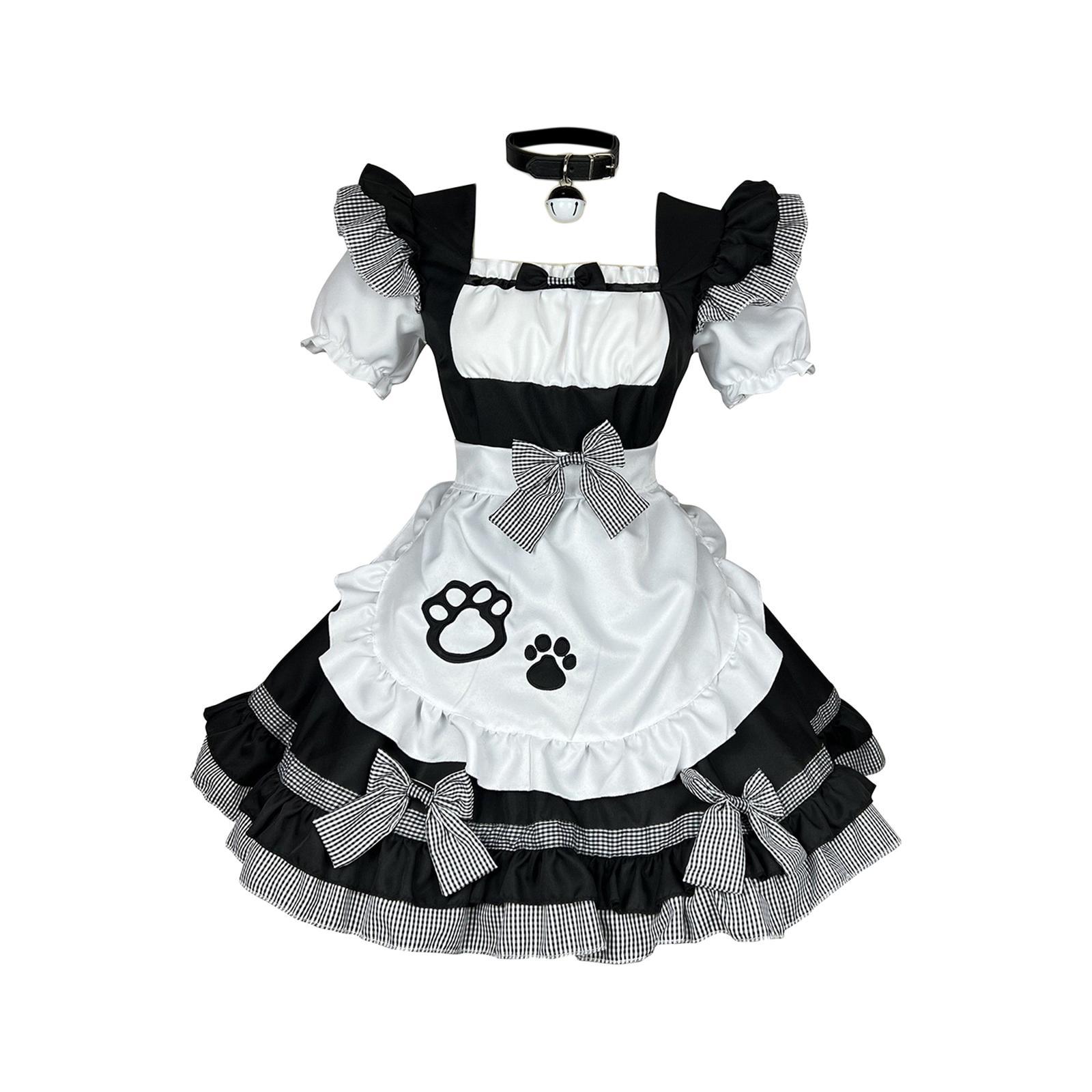 Maid Costume Apron Cosplay Maid Dresses Waitress for Stage Halloween S