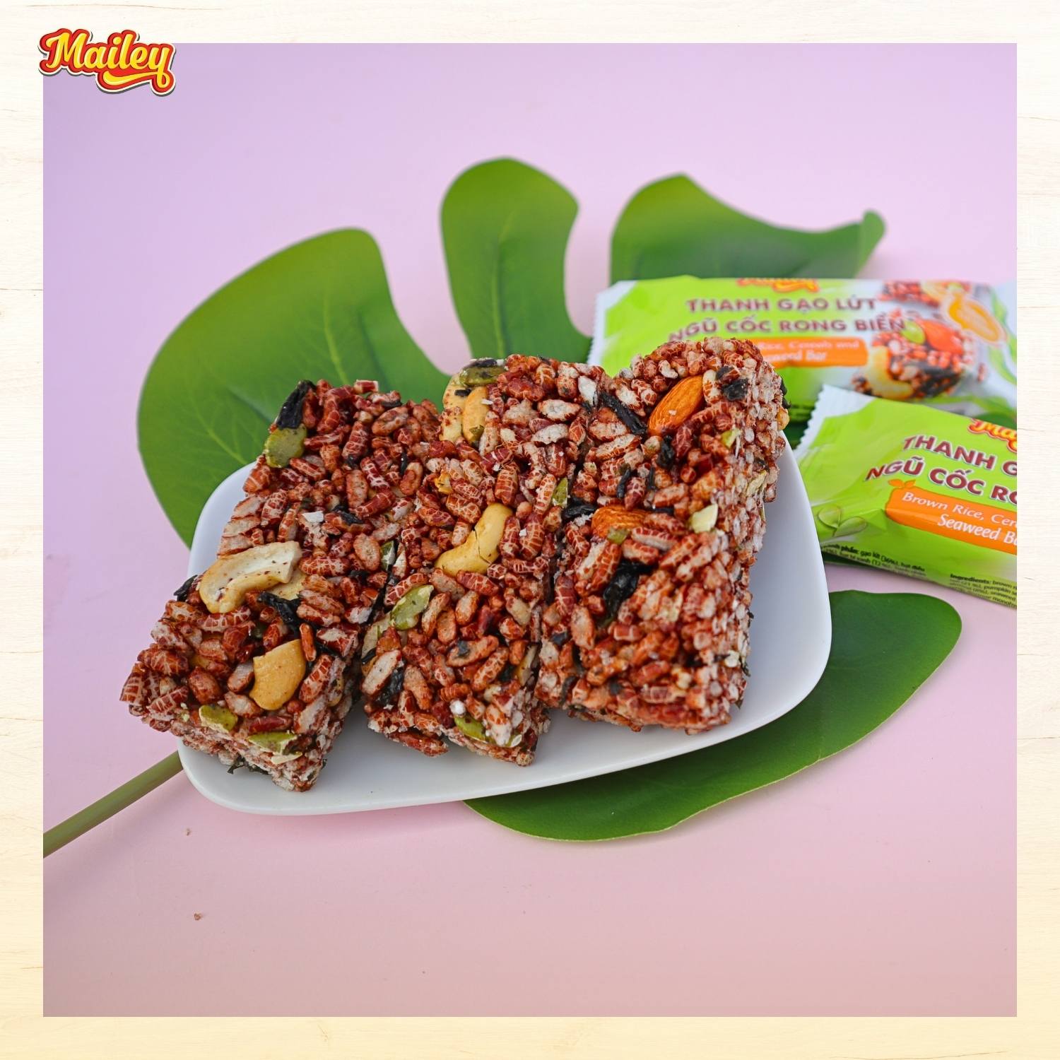 [COMBO 4 HỘP] Thanh gạo lứt ngũ cốc chà bông/rong biển mix hạt Mailey-Bánh gạo lứt ăn kiêng hỗ trợ giảm cân MUA 4 TẶNG 1