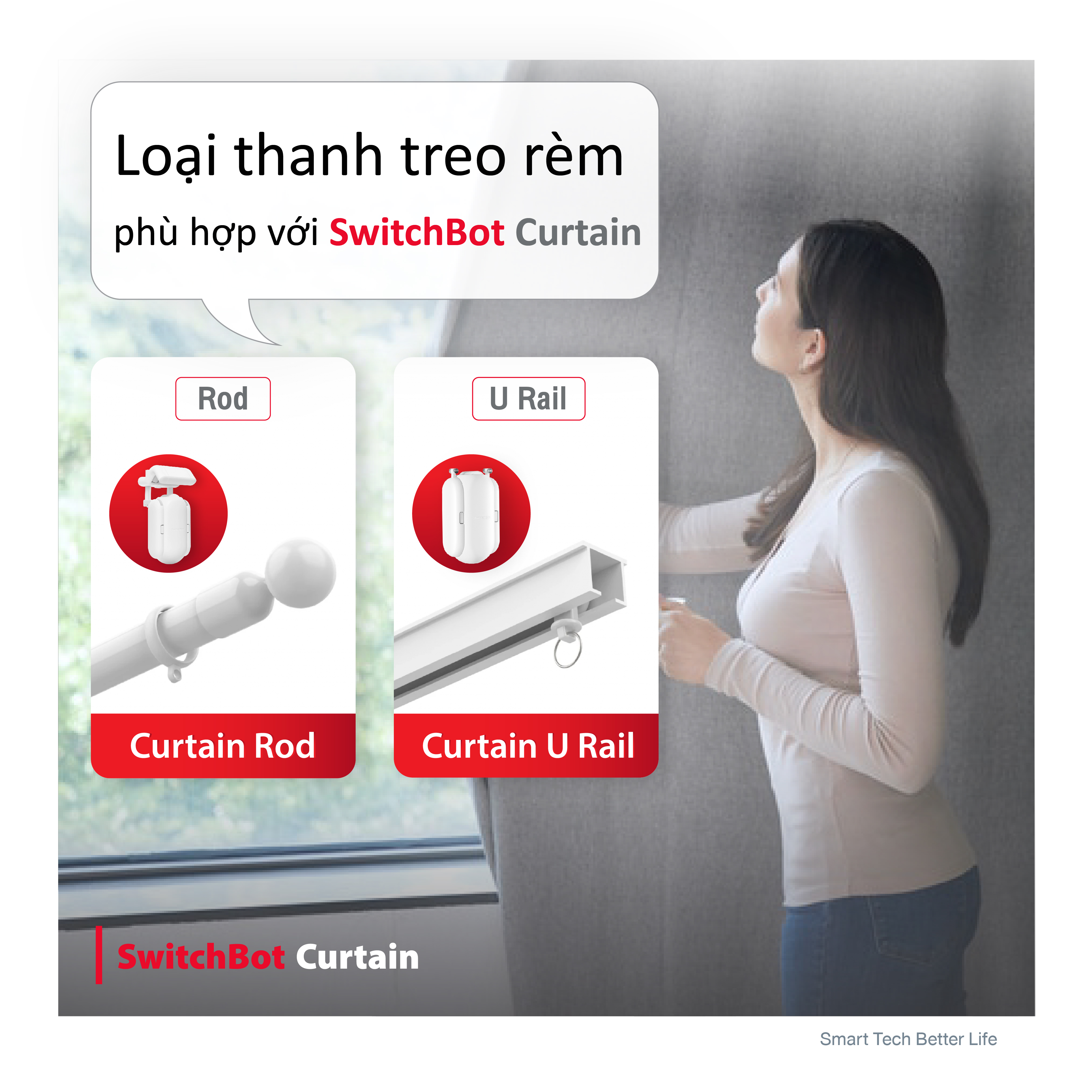 Thiết bị rèm cửa thông minh VAYO - SwitchBot Curtain - Hàng chính hãng - Motor điện thông minh - Điều khiển qua app, cài đặt thời gian, cảm biến ánh sáng, liên kết Hub Mini/++ tương thích với Alexa, Google Home, HomePod, IFTTT