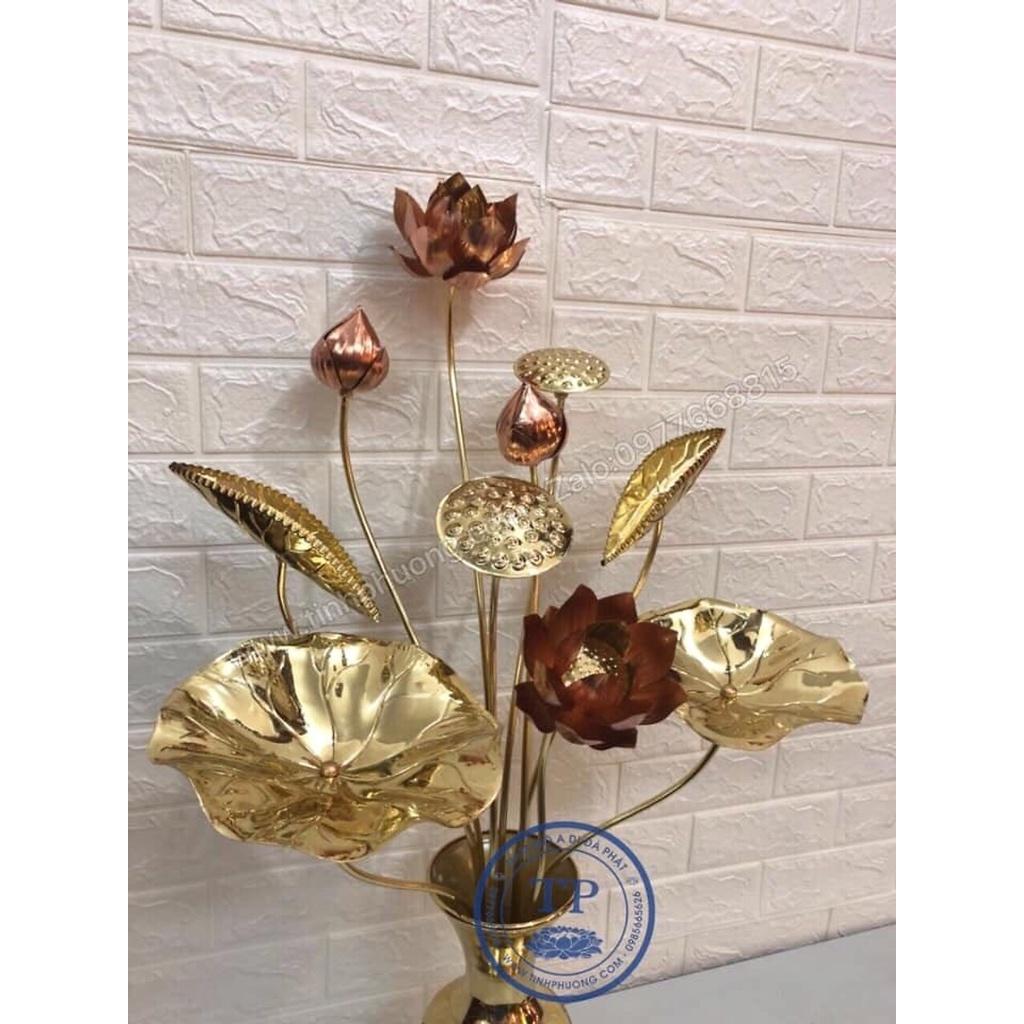 LỌ HOA SEN THỜ BẰNG ĐỒNG VÀNG KẾT HỢP ĐỒNG ĐỎ HAI MÀU NỖI BẬC( KHÔNG BAO GỒM LỌ HOA)  KH18250