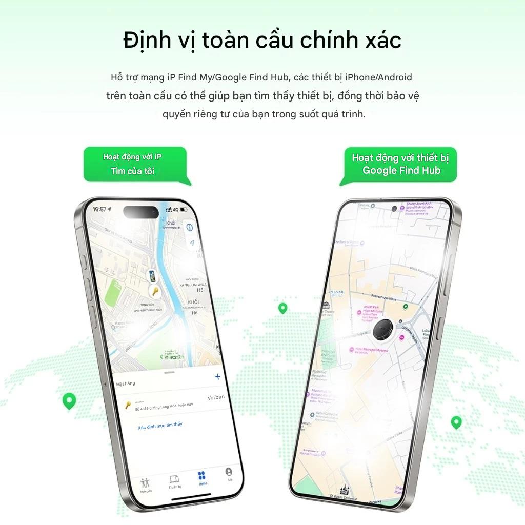 Thiết bị định vị GPS HOCO E101 dùng cho cả Android và iOS, công nghệ UWB giúp định vị chính xác hơn, chống thất lạc hành lý, xe, chìa khóa - Hàng chính hãng