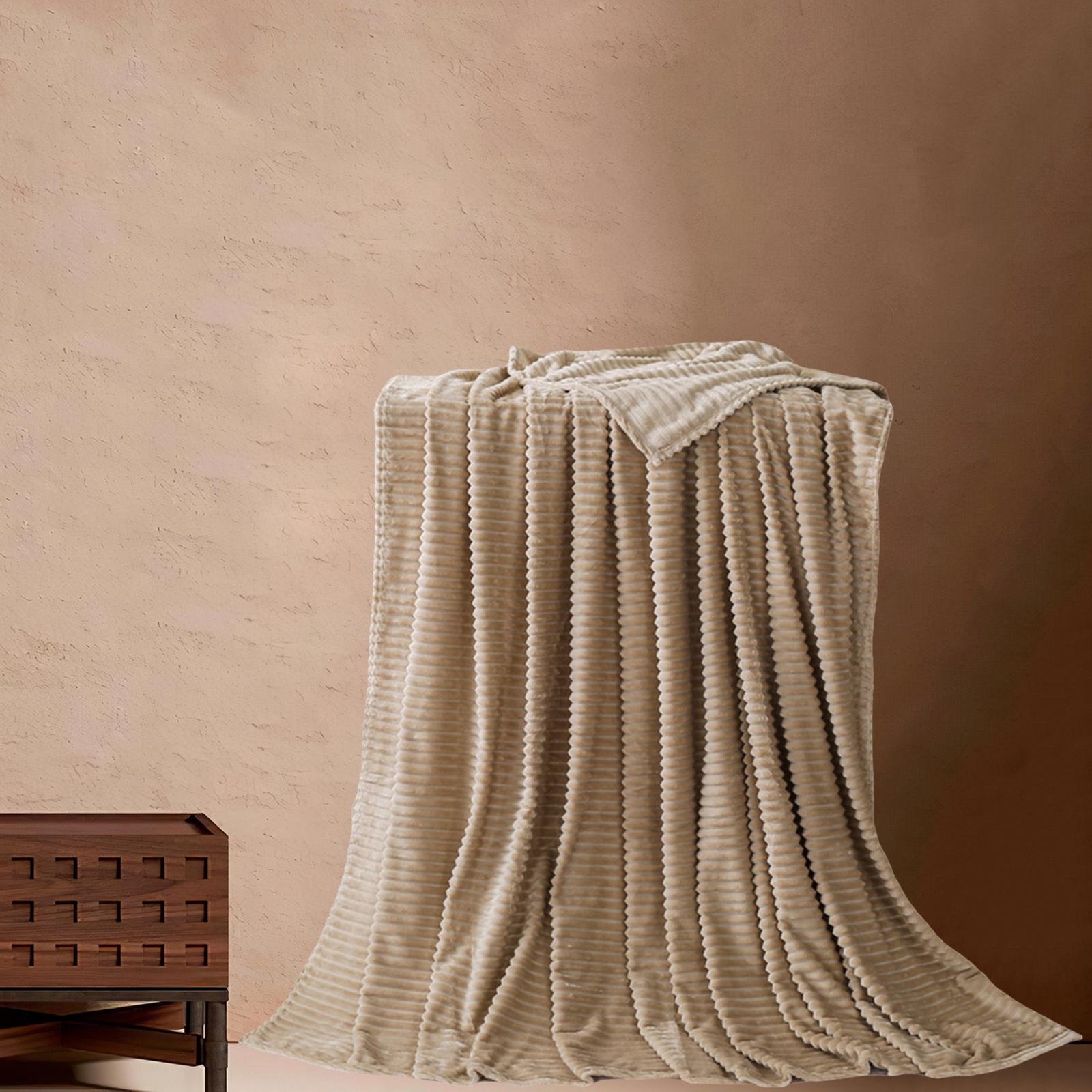 Plush Flannel Blanket Fleece Throw Blanket Nap Blanket Home Bedroom Home Beige