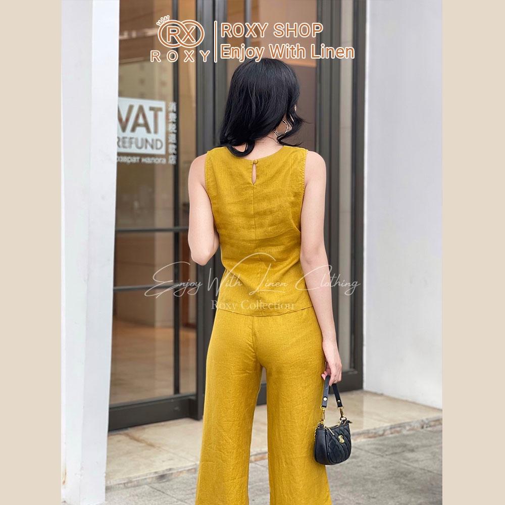 Set Bộ Linen Cao Cấp Sát Nách Cột Nơ Rút Eo Sang Chảnh