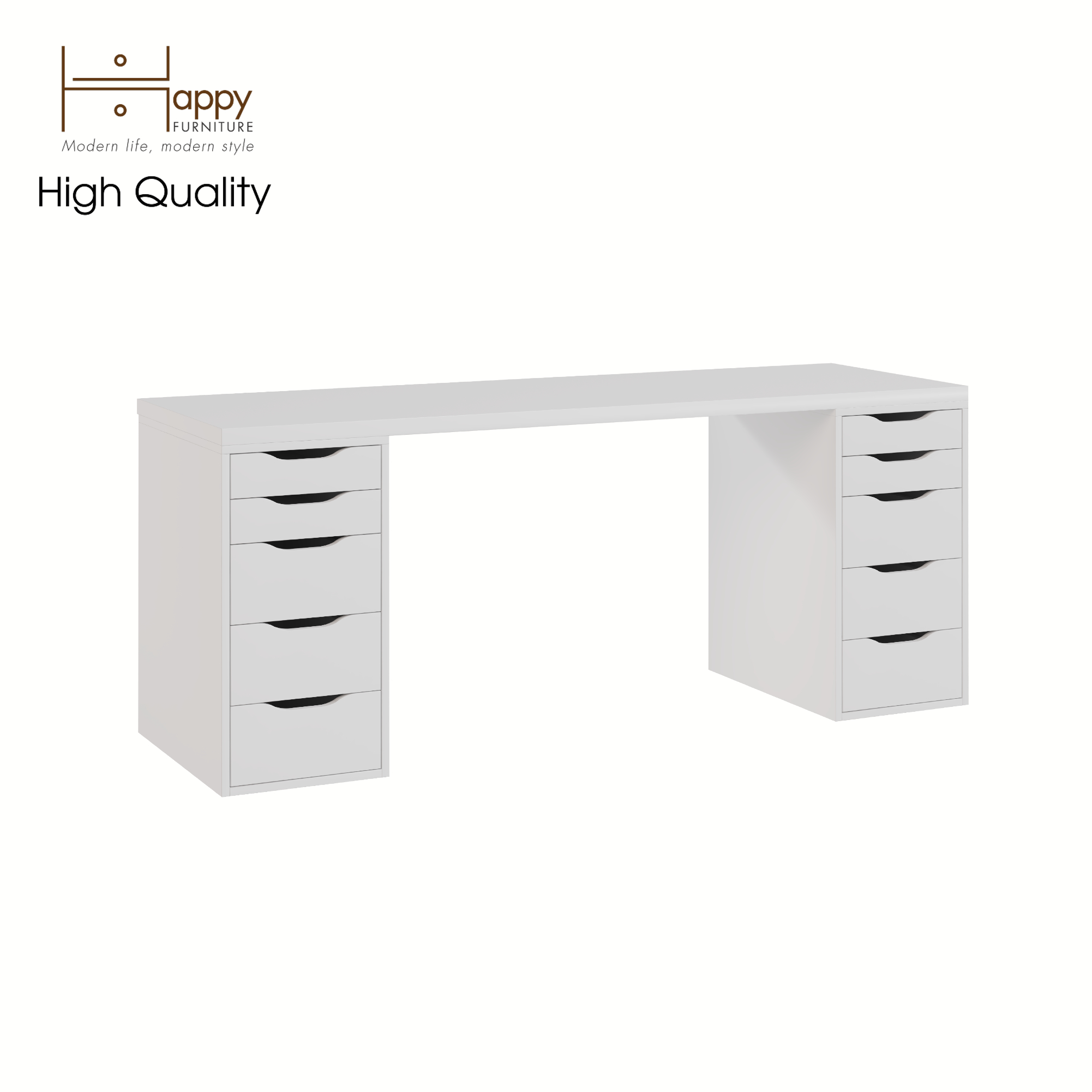 [Happy Home Furniture] LIDA, Bàn làm việc - 2 bên ngăn tủ, BAN_028, BAN_024