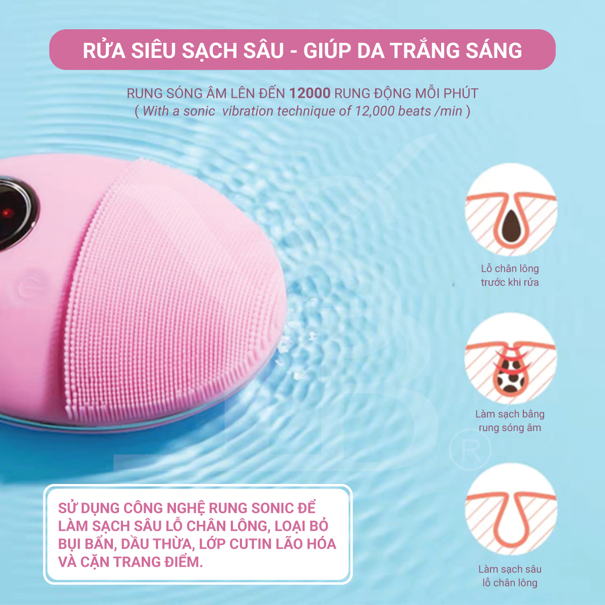 Máy rửa mặt sóng âm trẻ hóa da 5 in 1 YDF 606