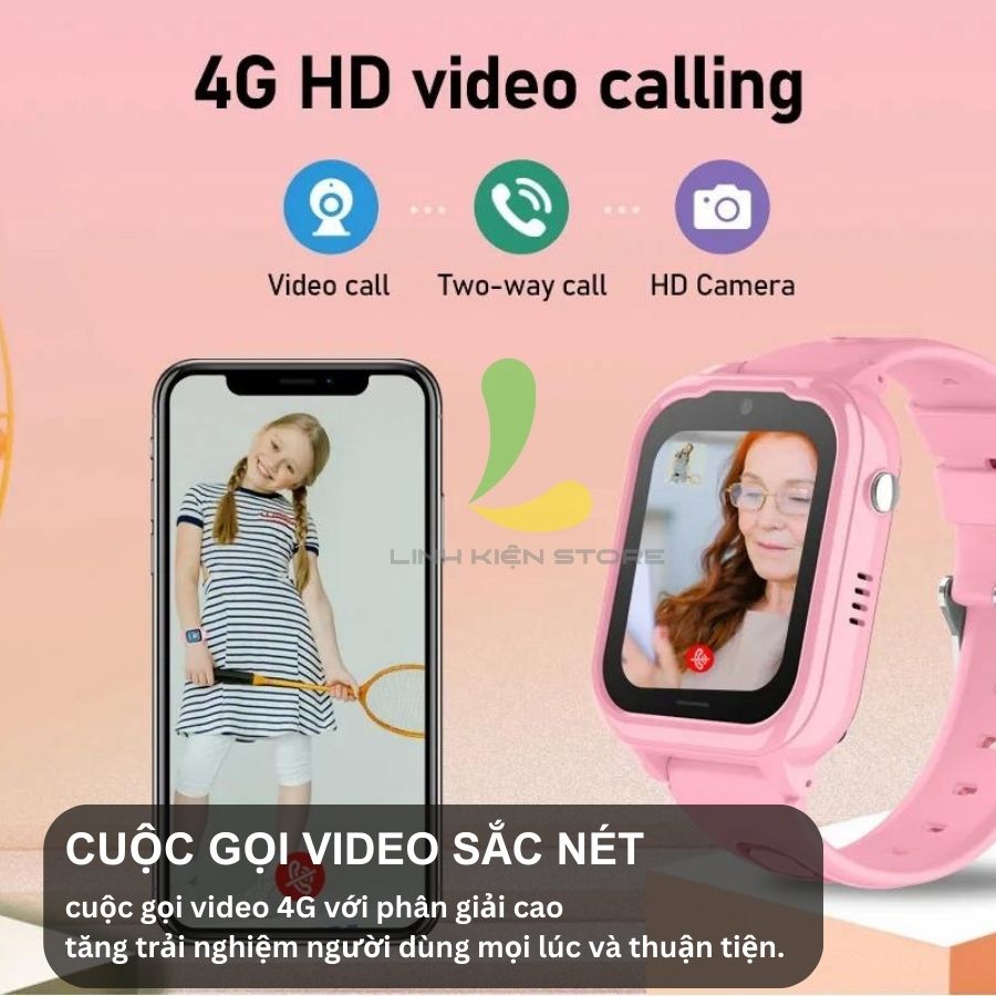 Đồng hồ thông minh định vị trẻ em Wonlex KT28 - Thiết bị đeo tay quan sát trẻ hỗ trợ videocall và nghe gọi 2 chiều - Hàng nhập khẩu