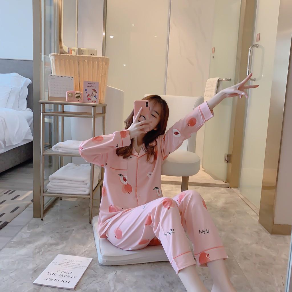 Pijama- Bộ Ngủ Nữ cotton dài tay quần dài BNNDQ07