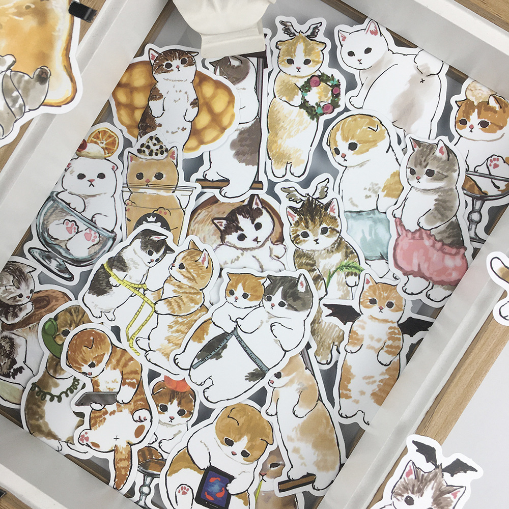 Bộ sticker chống thấm nước trang trí mũ bảo hiểm, đàn, guitar, ukulele, điện thoại laptop, dán sticker macbook sticker chủ đề mèo cute kitter