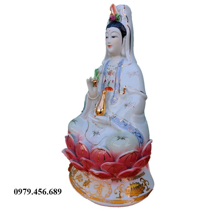 Tượng Phật Bà Quan Âm cao 33cm Màu Xanh