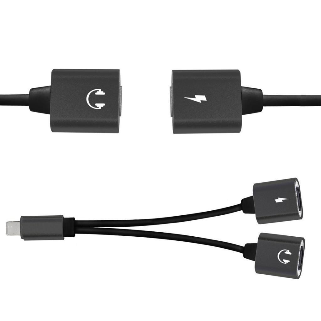 2 X Splitter Adapter and Charge Cable for 7 8 Plus black