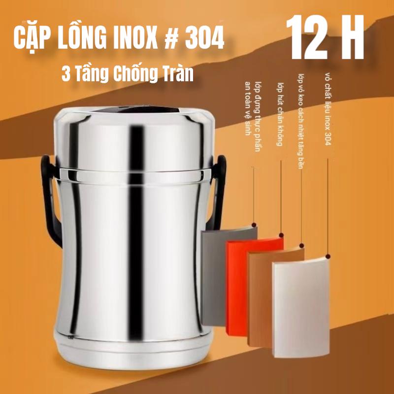 Cặp lồng inox đựng cơm giữ nhiệt cao cấp,cà mèn giữ nhiệt hàn quốc,hộp đựng cơm văn phòng 2000ml