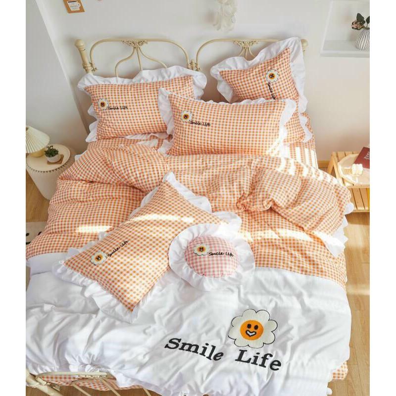Bộ chăn ga gối chăn trần 100% cotton 4 món