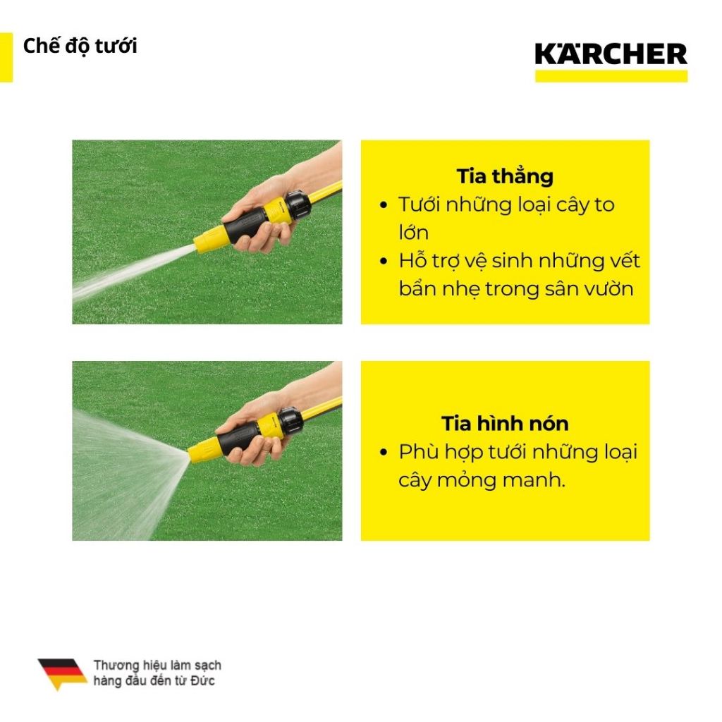 Đầu phun tưới cây Karcher với 2 chế độ tưới (tưới tia và tưới xòe chữ V) - Hàng Chính Hãng