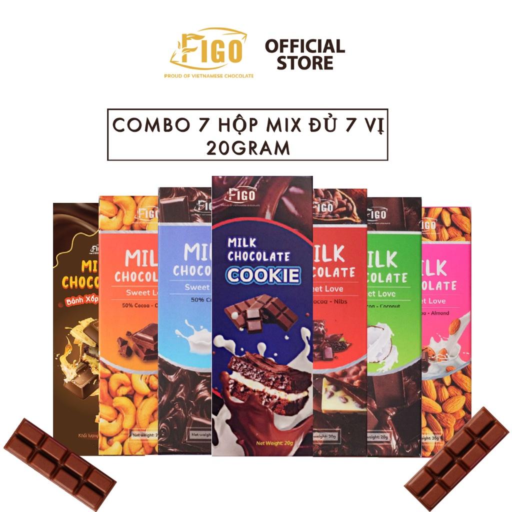 Kẹo socola sữa mix vị hạnh nhân hạt điều dừa nho khô FIGO