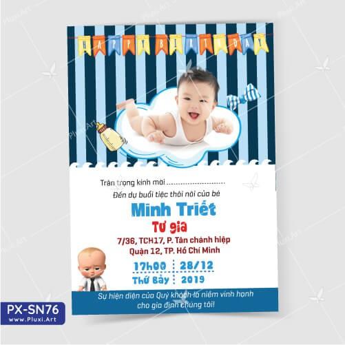 Thiệp thôi nôi – sinh nhật theo yêu cầu Pluxi