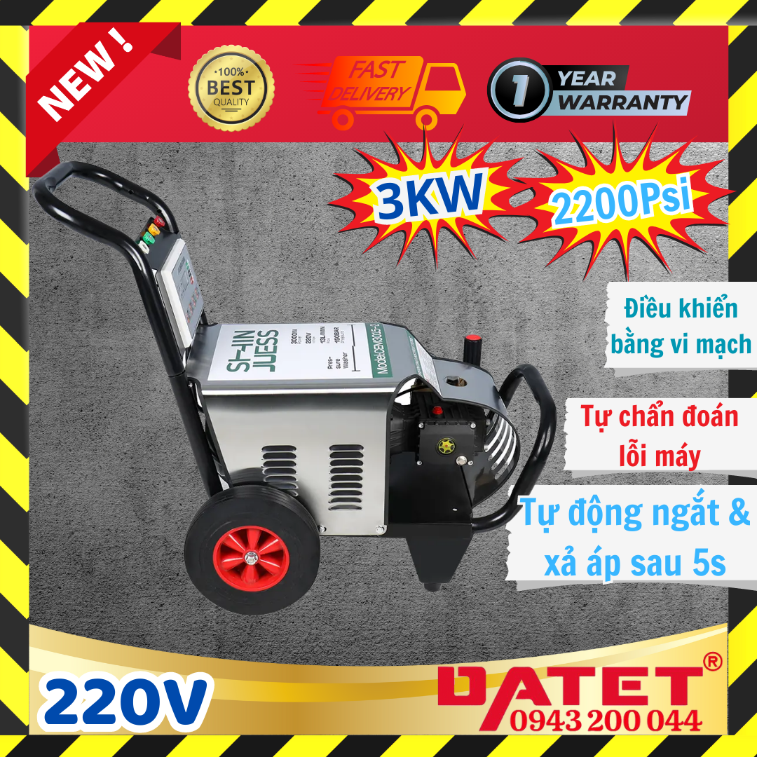 Máy rửa xe áp lực cao 2200Psi tự động ngắt bằng vi mạch điều khiển, máy rửa xe “siêu thông minh” tự chẩn đoán hư hỏng 20M22-3T4