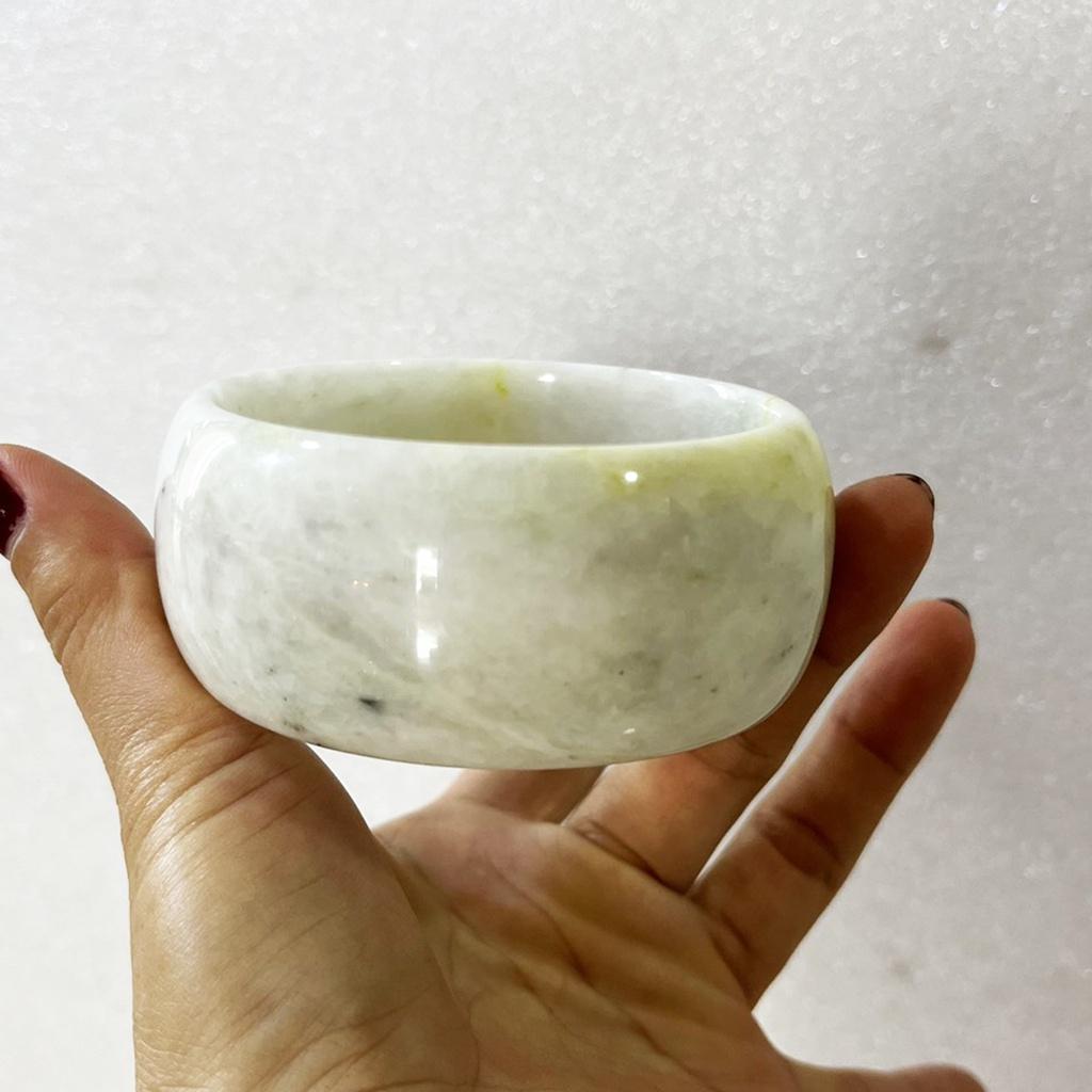 Vòng tay bạch ngọc bản cao 3 cm cho người mệnh Kim và Thủy