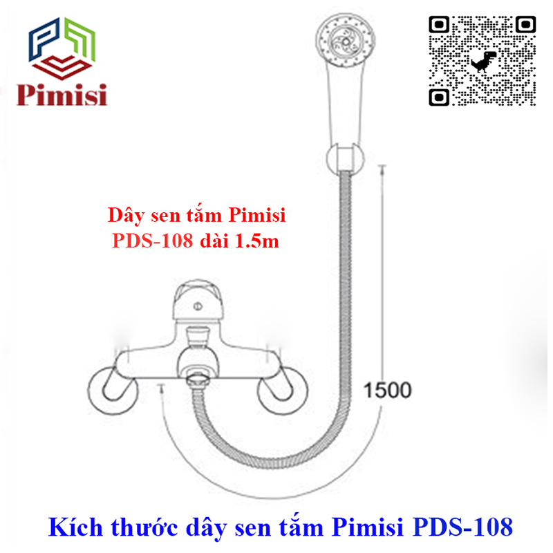 Dây Sen Tắm Của Vòi Tắm Hoa Sen Nóng Lạnh Pimisi Cao Cấp Bằng Inox 304 Với Đầu Dây Làm Từ Đồng Phù hợp Mọi Bát Sen Tắm Và Củ Vòi Sen, Dài 150 cm Chống Xoắn - Chịu Áp - Chịu Nhiệt - Mạ Xi Sáng Bóng - Ống Mềm, Cho Cả Vòi Xịt Nhà Vệ Sinh | Hàng Chính Hãng