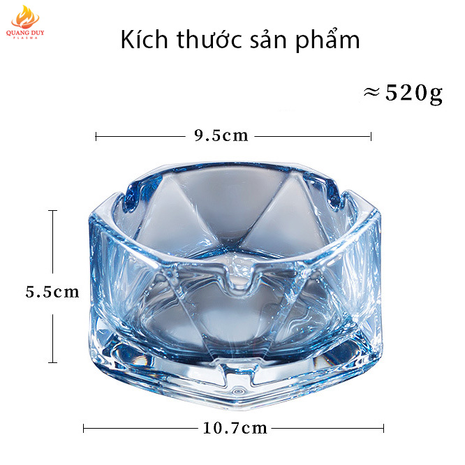 Gạt tàn thủy tinh thiết kế sang trọng hình dạng nét kim cương màu sắc sáng bóng lấp lánh