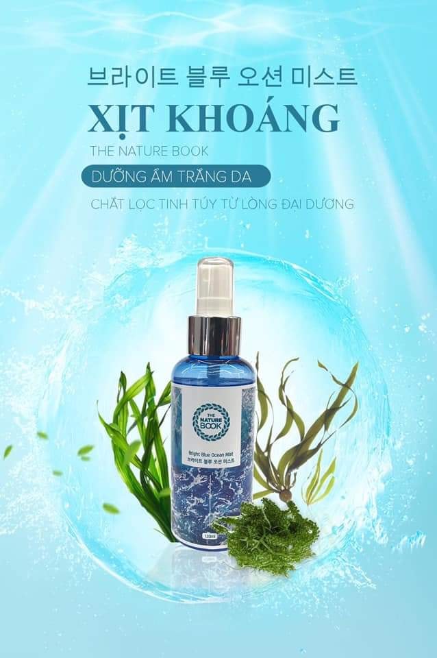 Xịt Khoáng Dưỡng Ẩm Làm Trắng Da The Nature Book The Nature Book Bright Blue Ocean Mist - 120ml