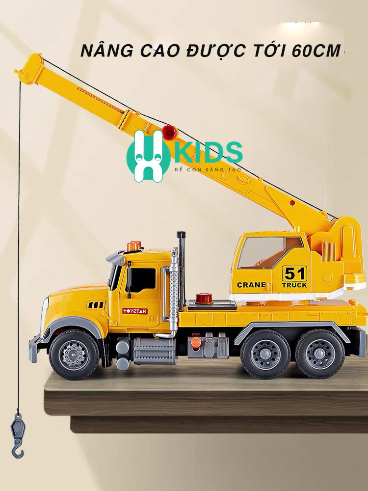 Đồ chơi mô hình xe ô tô cần cẩu móc cỡ lớn chạy đà cao cấp có đèn nhạc hoạt động như thật cho bé