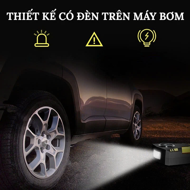 Máy Bơm Lốp 12V Tự Ngắt Lõi Đồng – Mẫu Mới Dành Cho Ô Tô, Xe Máy, Bền Bỉ & Mạnh Mẽ , đèn led