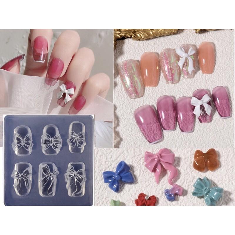 Khuôn silicon nail trang trí móng mẫu hình nơ và hình gấu