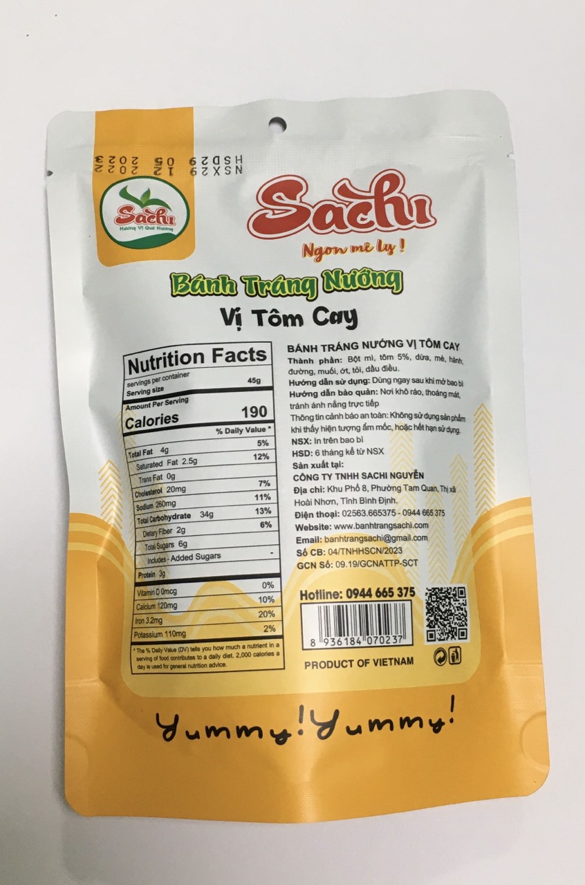 Bánh Tráng Nướng Vi Tôm Cay Sachi 45gram