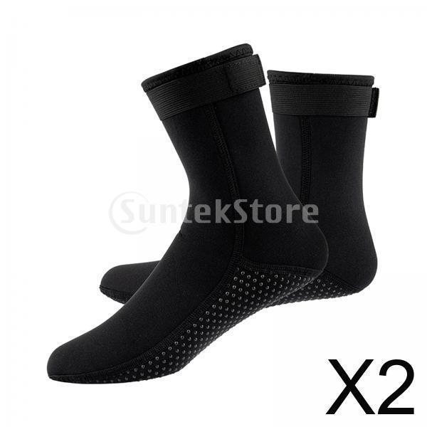2 Pairs Neoprene Diving Scuba Boots 3mm Surfing Snorkeling Socks Black M