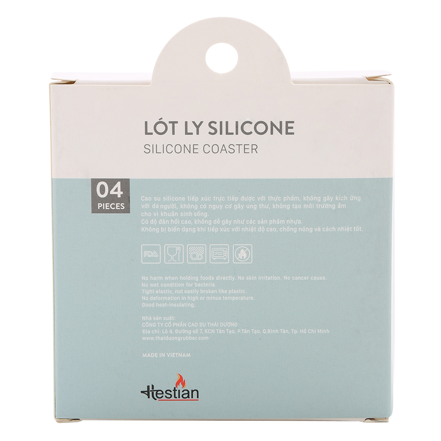 Bộ 4 Lót Ly Silicone Vuông Hestian HES510