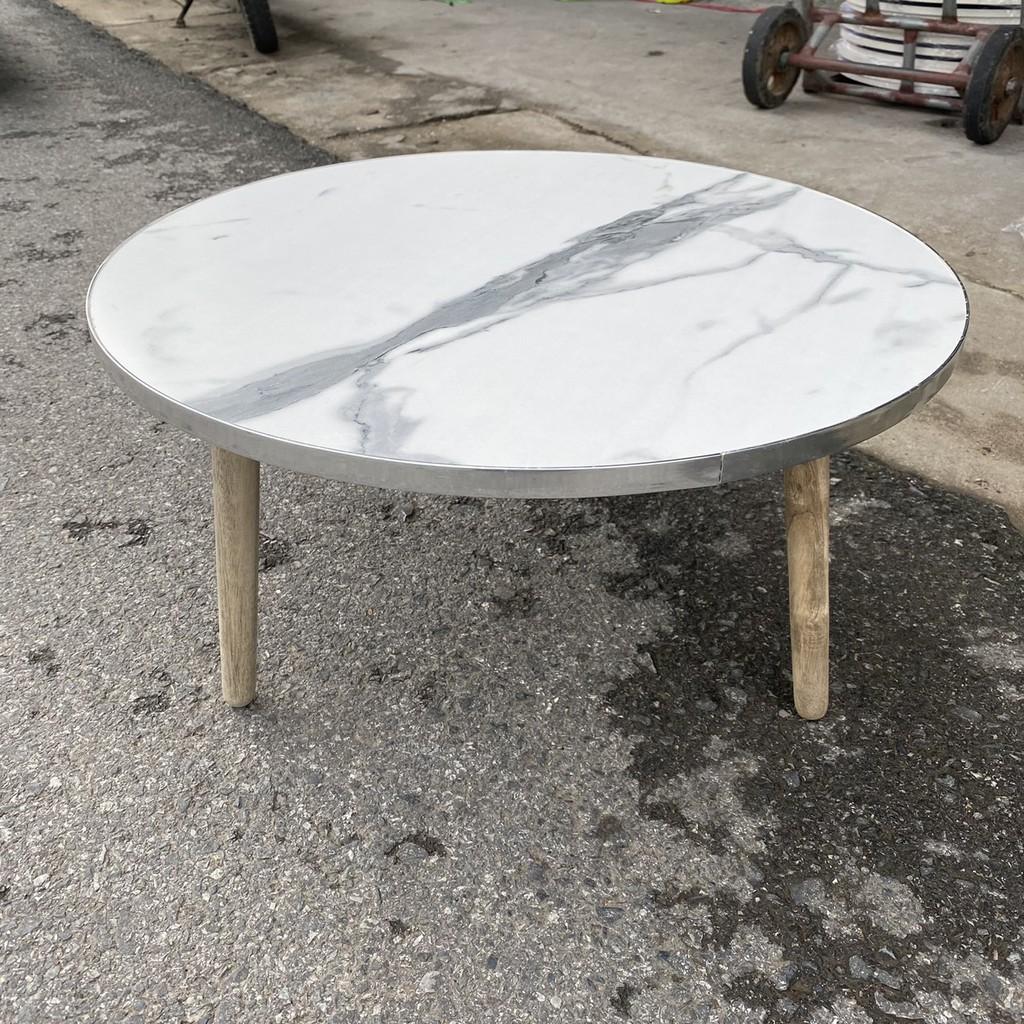 Bàn trà tròn ngồi bệt Kiểu Nhật màu vân đá - chân cao 30cm
