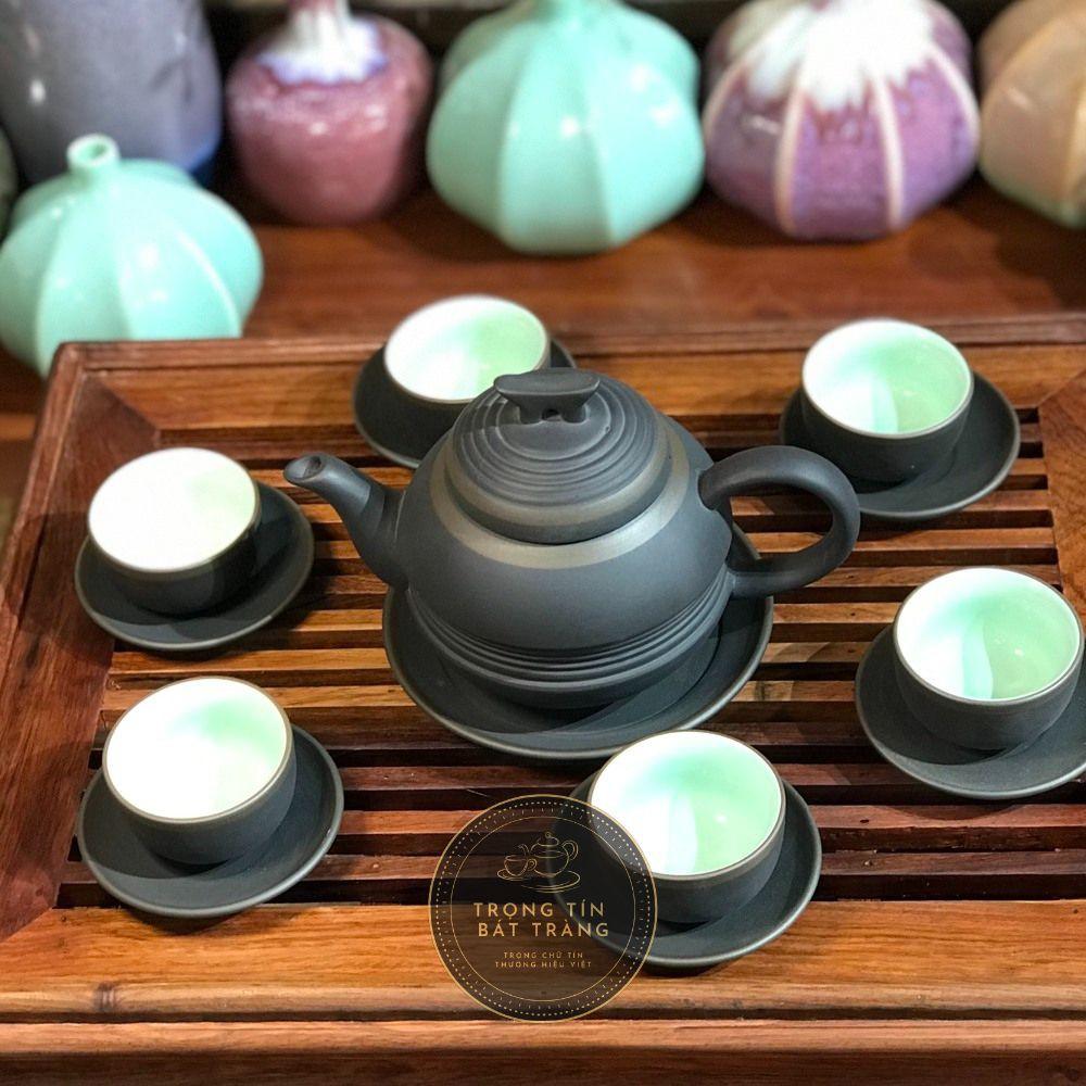 Bộ Ấm Chén Trà Đạo Gốm Tử Sa Bát Tràng Dáng Song Quyên Dung Tích 380ml AVMT 37