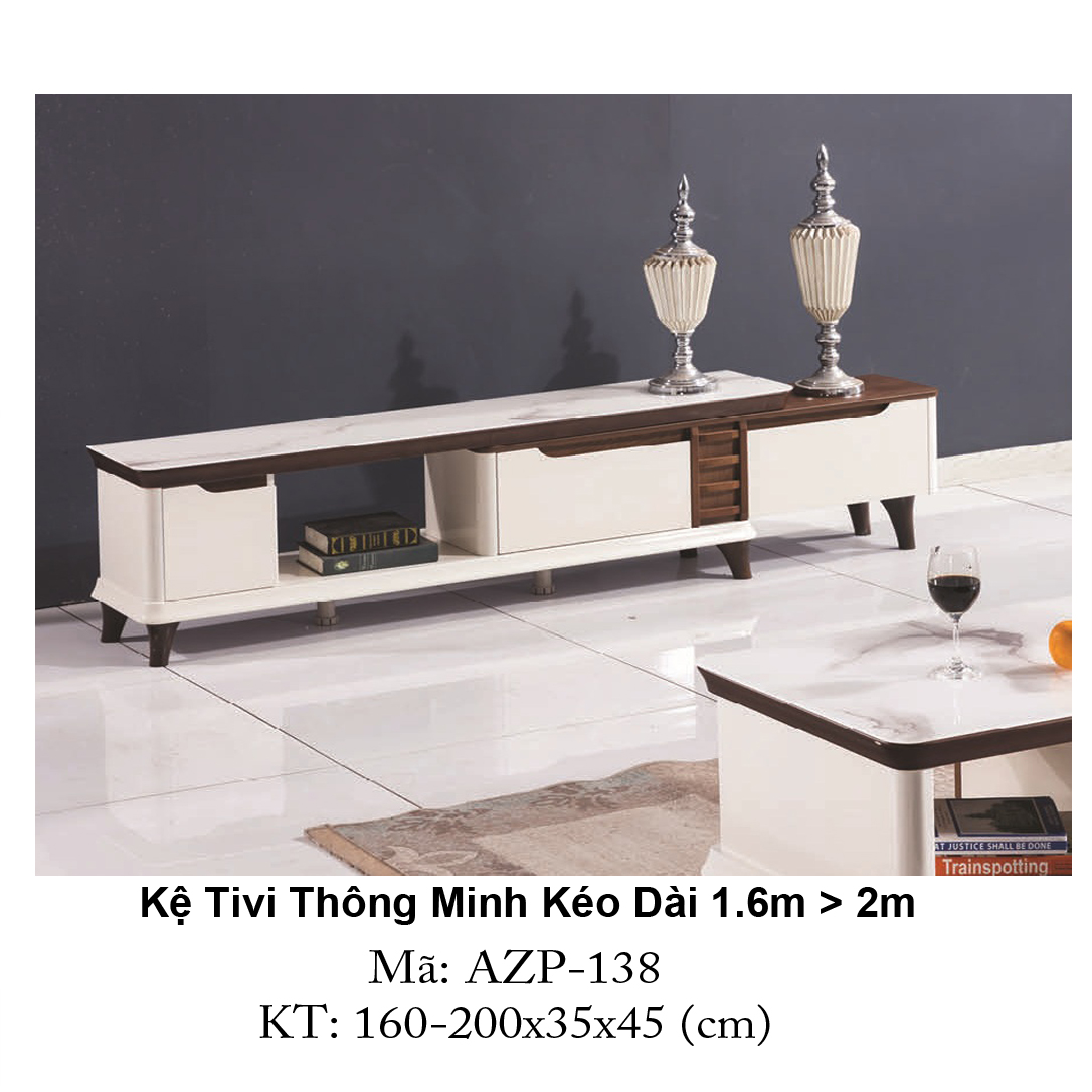 Kệ Tivi Mặt Kính Thông Minh Kéo Dài AZP-TV138 / Dòng Cao Cấp