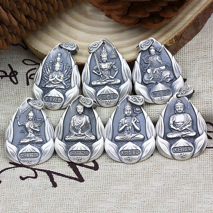 Mặt Dây Chuyền Bạc Phật Bản Mệnh Phổ Hiền Bồ Tát