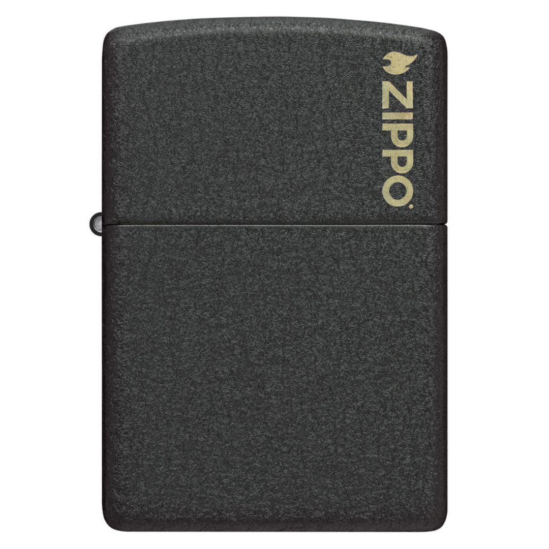 Bật Lửa Zippo Classic Black Crackle Chính Hãng – Zippo Regular Standard Đen Nhám Logo Khắc Laser – Chống Gió Mỹ