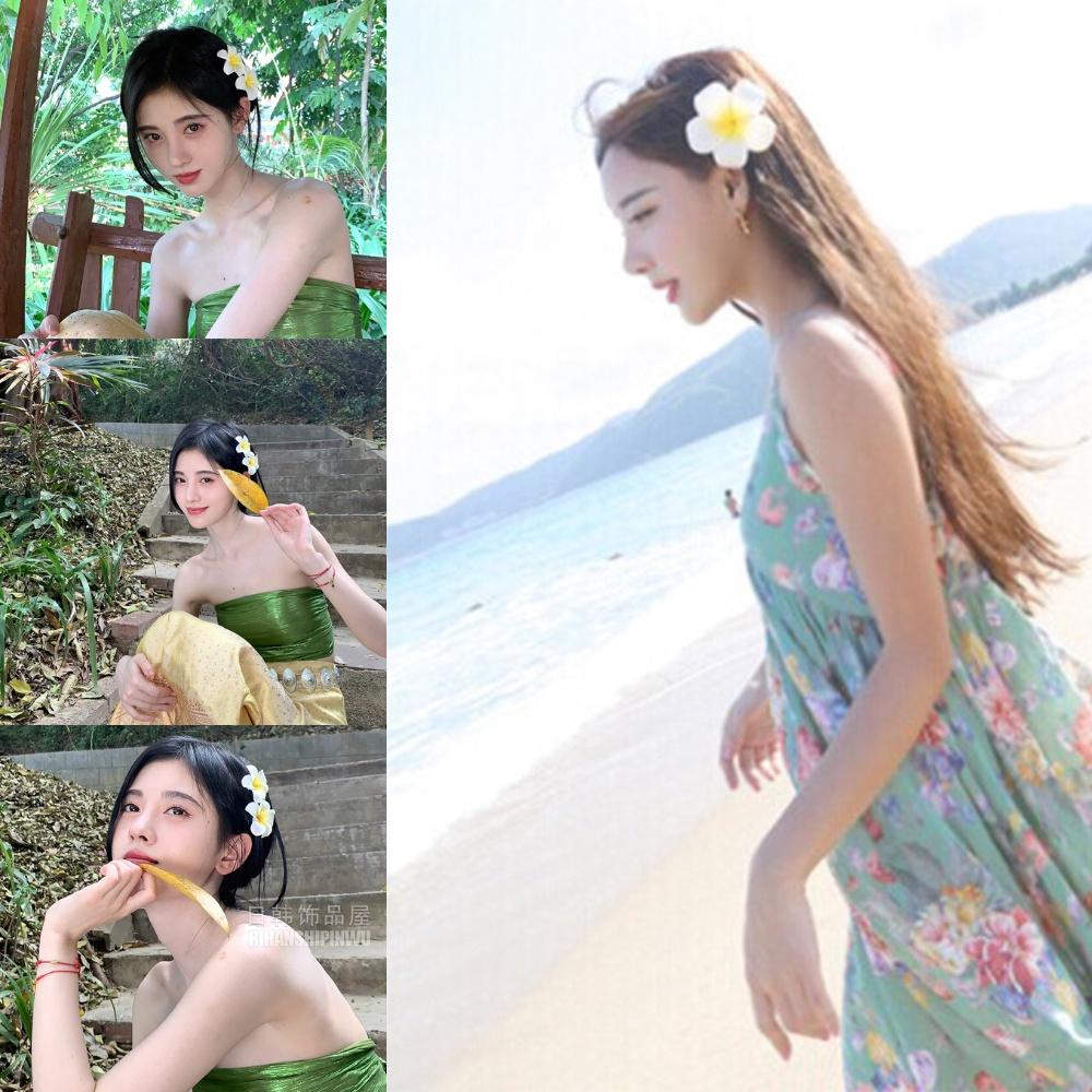 Set 2 Kẹp Tóc Hoa Sứ Xinh Xắn Jussy Fashion Kiểu Cài Tóc Hoa Dễ Thương Đi Biển