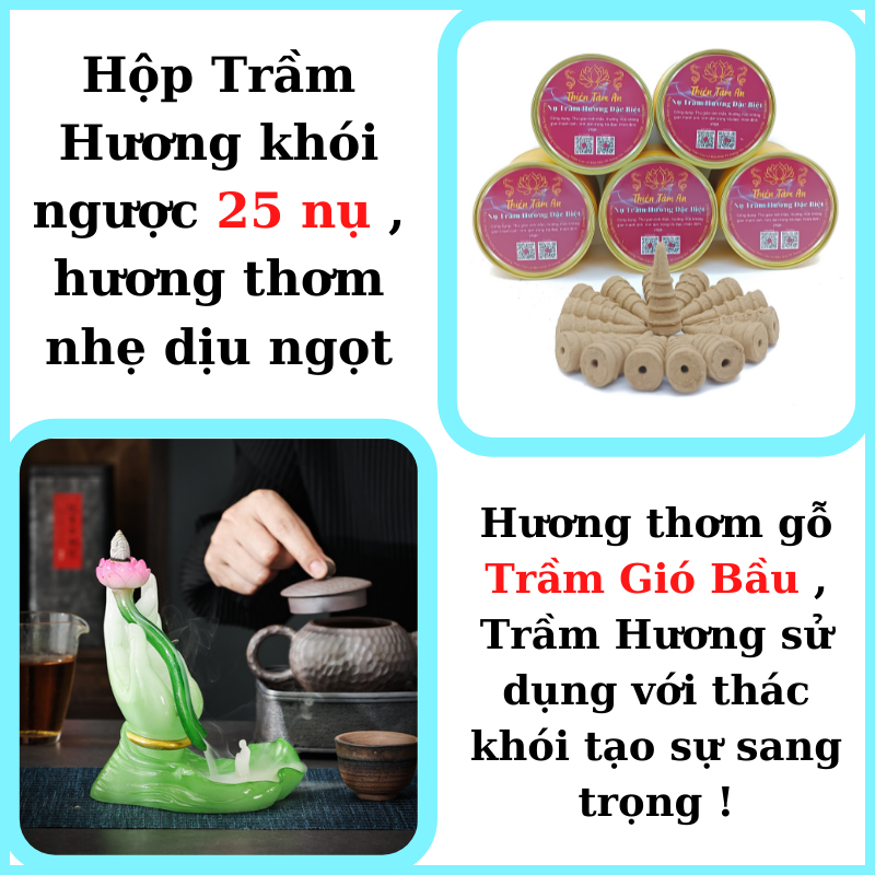 Trầm Hương - NỤ TRẦM HƯƠNG ĐẶC BIỆT khói ngược, hương trầm gió bầu cao cấp 100%