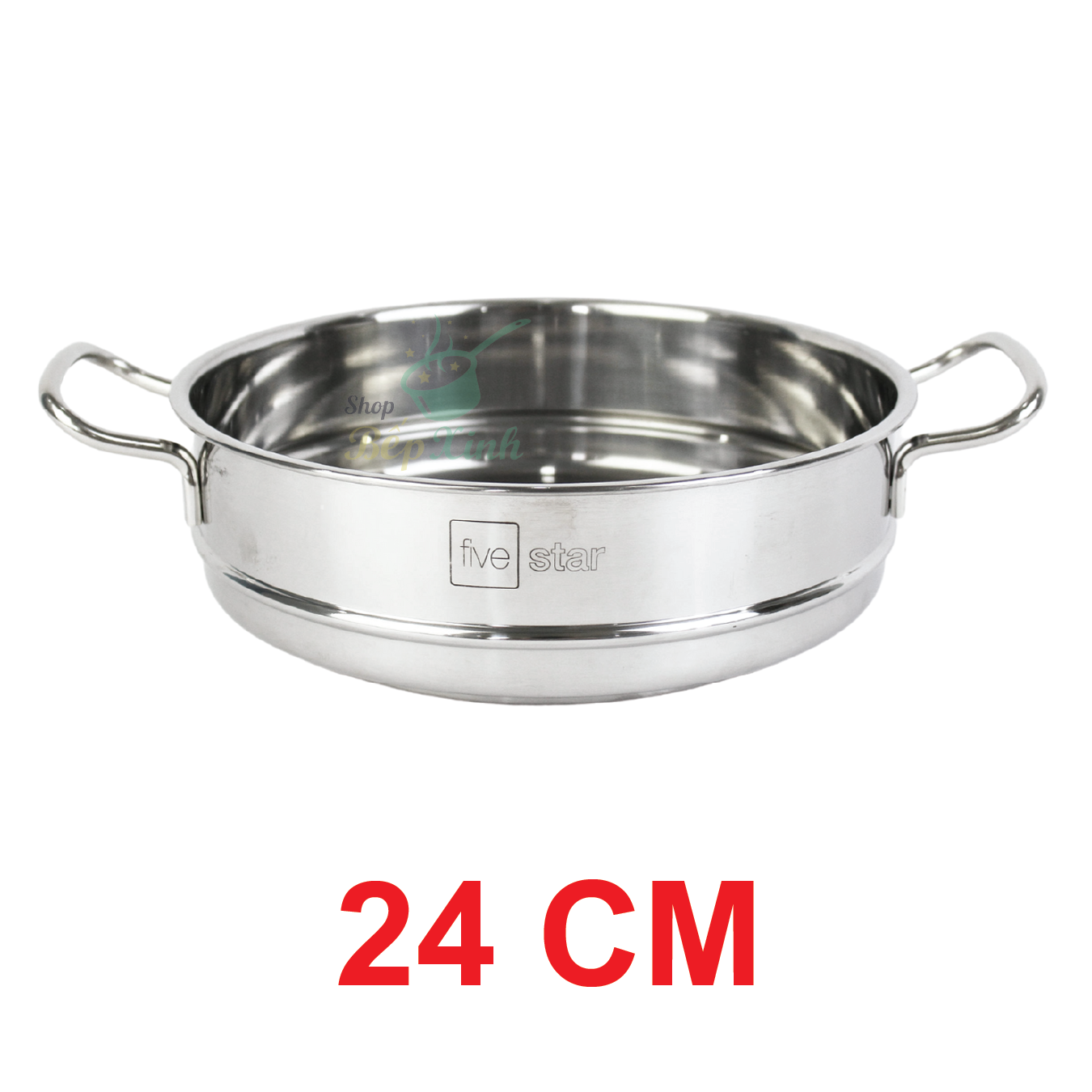 Bộ nồi inox 304 bếp từ 3 đáy và xửng hấp inox 24cm Fivestar nắp kính tặng 1 SẠN INOX