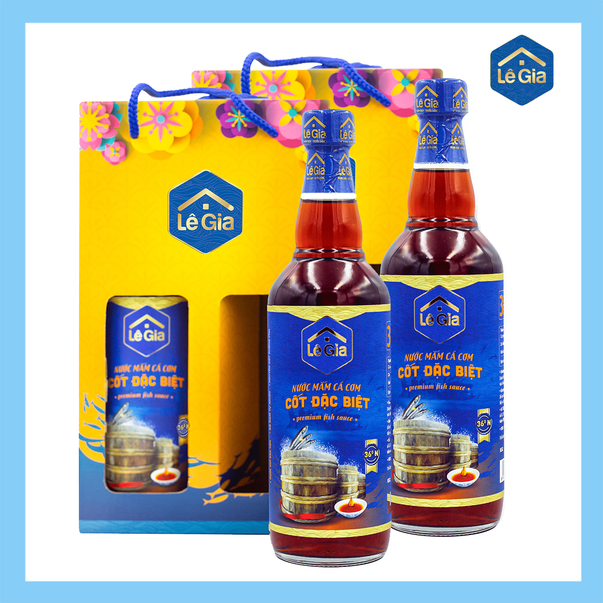 Combo 04 Chai Nước Mắm Cốt Đặc Biệt Lê Gia Làm Quà Biếu Sang Trọng