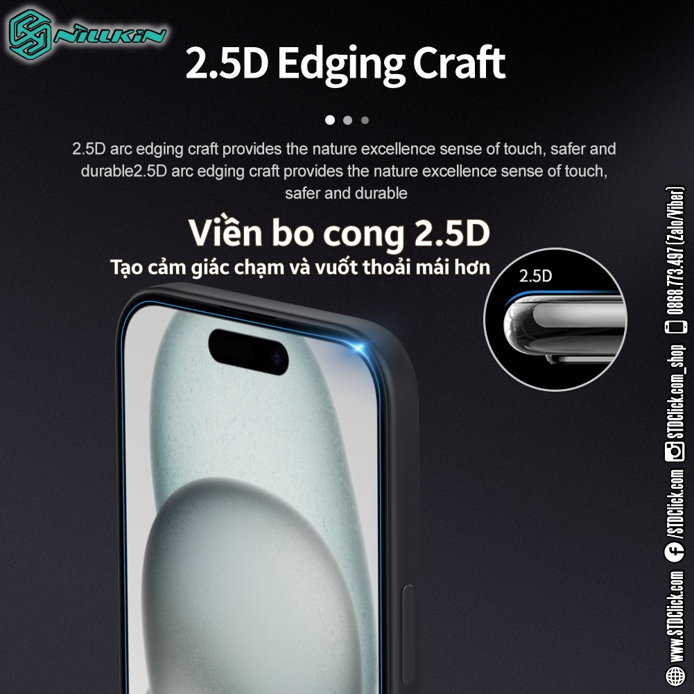 KÍNH CƯỜNG LỰC DÀNH CHO ĐIỆN THOẠI IPHONE 15 PLUS - 15 NILLKIN H+PRO 0.2MM