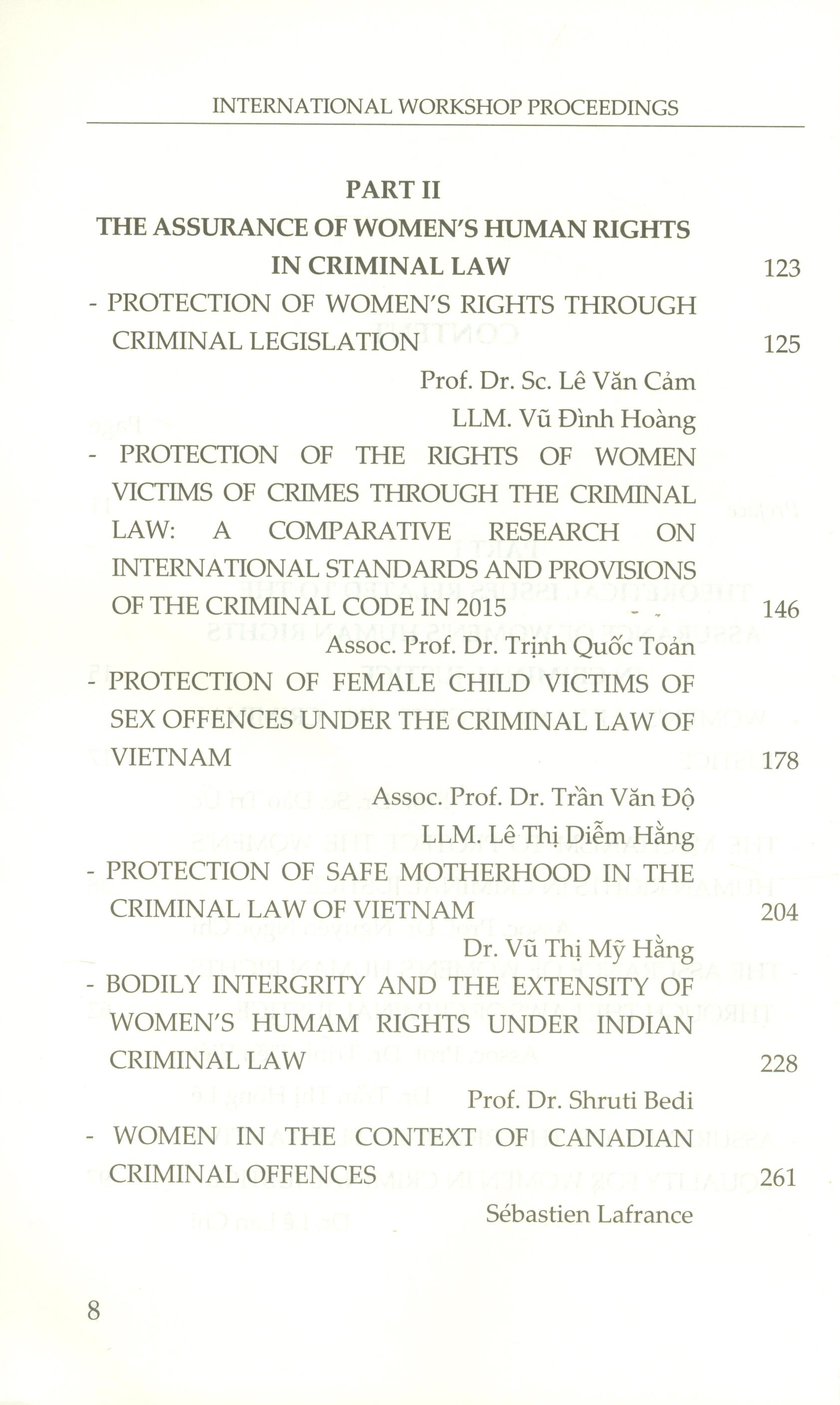 The Assurance Of Women's Human Rights In Criminal Justice (International Workshop Proceedings)