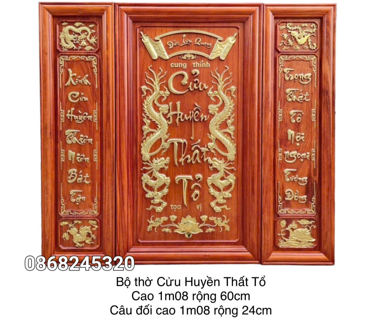 Bộ đồ thờ cửu huyền thất tổ bằng gỗ hương đá ,