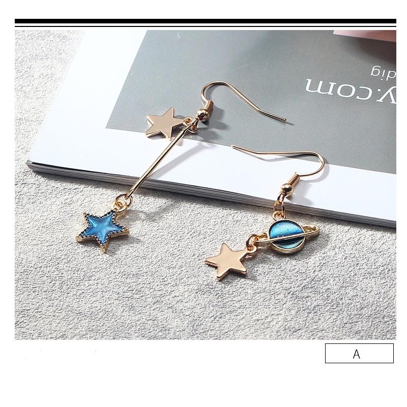 Bông tai hợp kim hình mặt trăng / ngôi sao xinh xắn