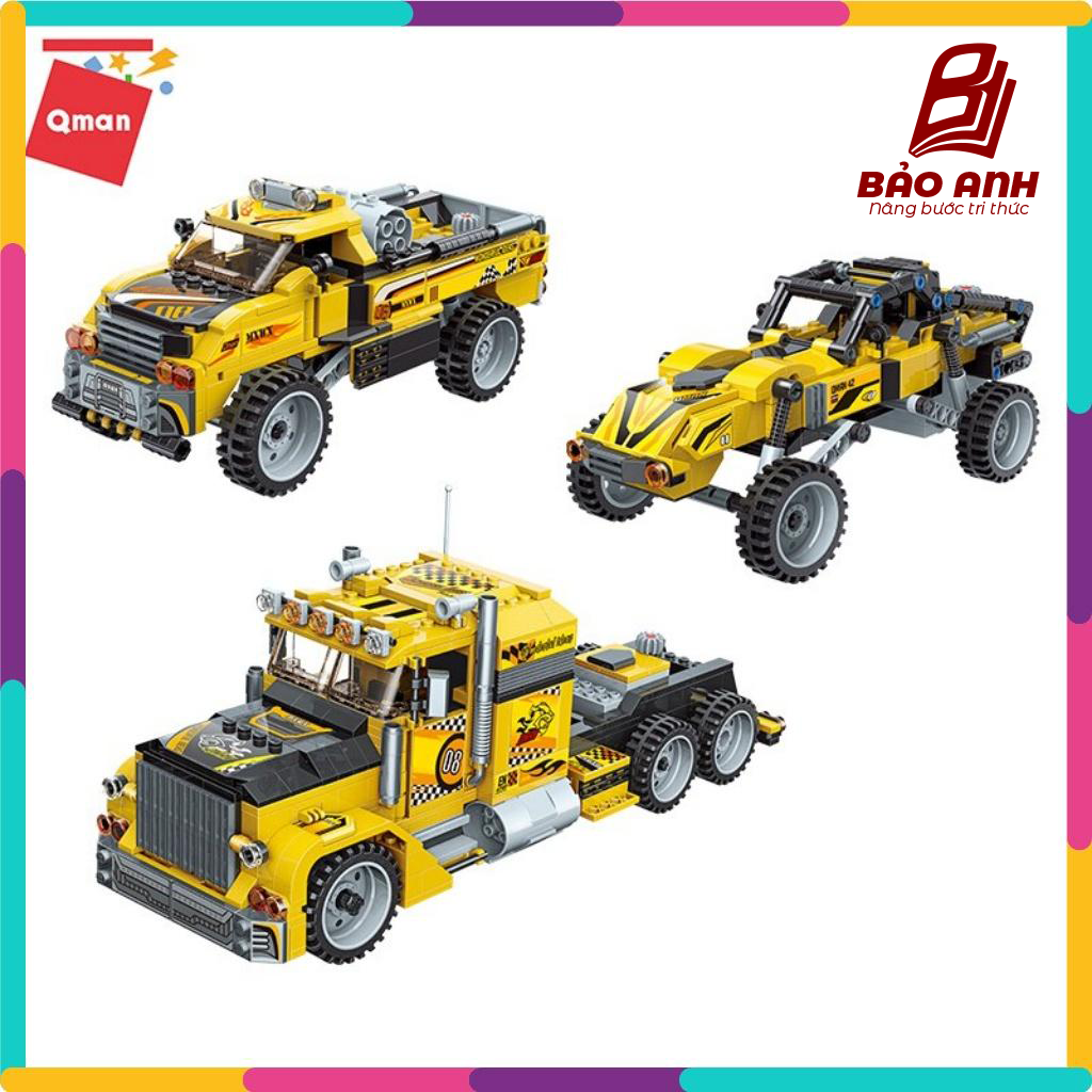 Bộ Đồ Chơi Xếp Hình Thông Minh Qman 42108 Xe Đầu Kéo 3 Trong 1 Chạy Dây Cót 622 Mảnh Ghép Cho Trẻ Từ 6 Tuổi