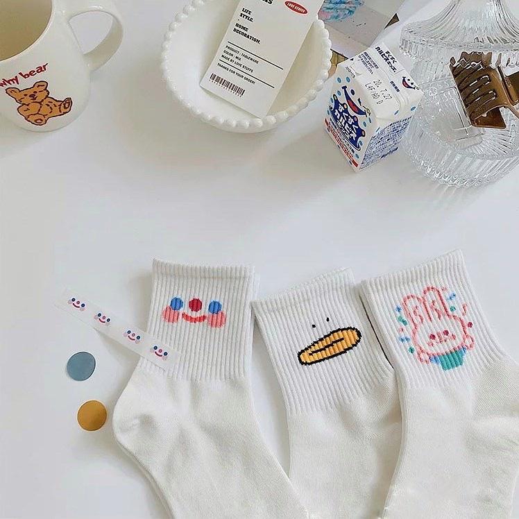 Set Tất Vớ Trắng Cao Cổ Nam Nữ Cổ Nhún Cao Có Tag Mác Ulzzang Lolita Vịt Gấu Maxshopdoc