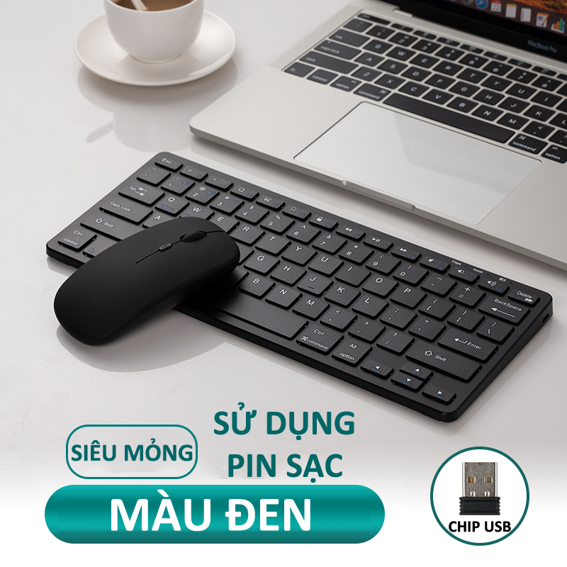 Bộ bàn phím và chuột không dây KB-178 kết nối BLUETOOTH - CHIP USB 2.4GHz siêu mỏng siêu nhỏ gọn không gây tiếng ồn khi gõ