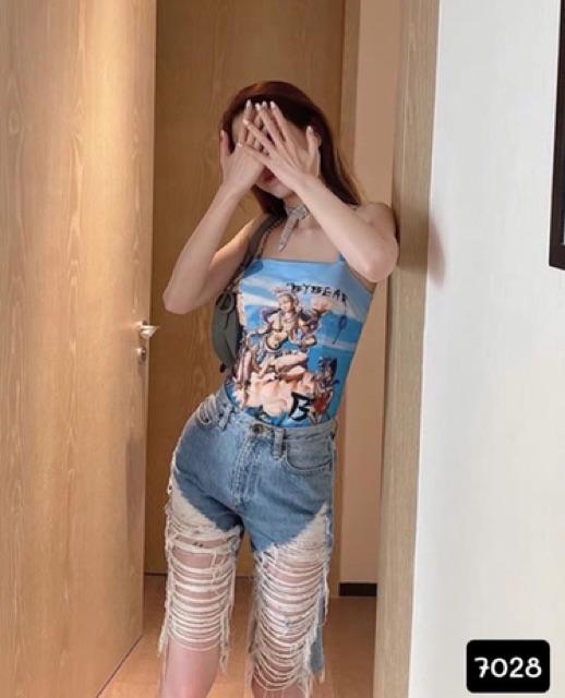 Quần  jean nữ ngố  cào rách độc lạ 7128, kèm ảnh thật