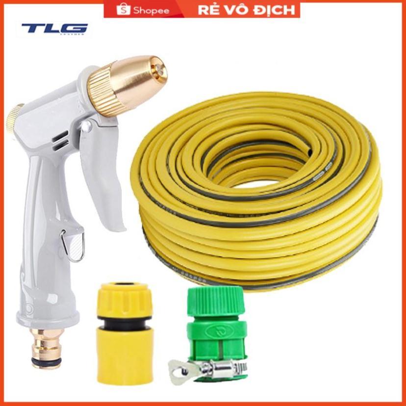 Bộ dây vòi xịt nước rửa xe, tưới cây tăng áp 3 lần, loại 3-5m (cút nhựa nối nhựa xanh) 206846