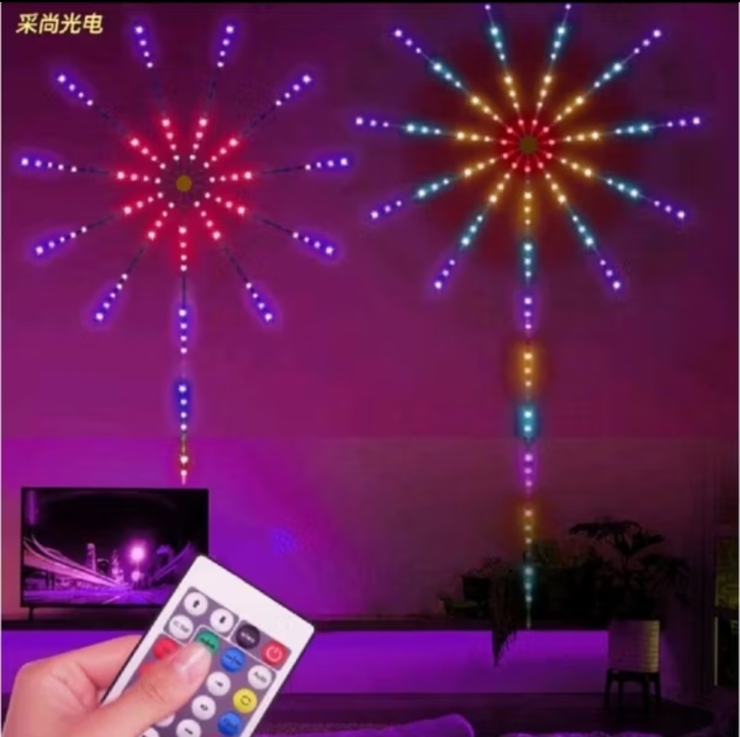 BỘ ĐÈN LED TRANG TRÍ SÁNG HÌNH PHAO HOA DÁN TƯỜNG HIỆU ỨNG MÀU SẮC CỰC ĐẸP